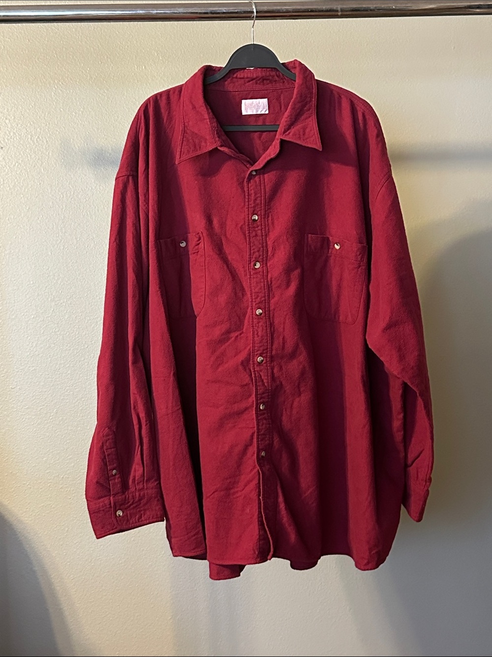 Men's Deep Red Lightweight Shirt Jacket with Dual Chest Pockets